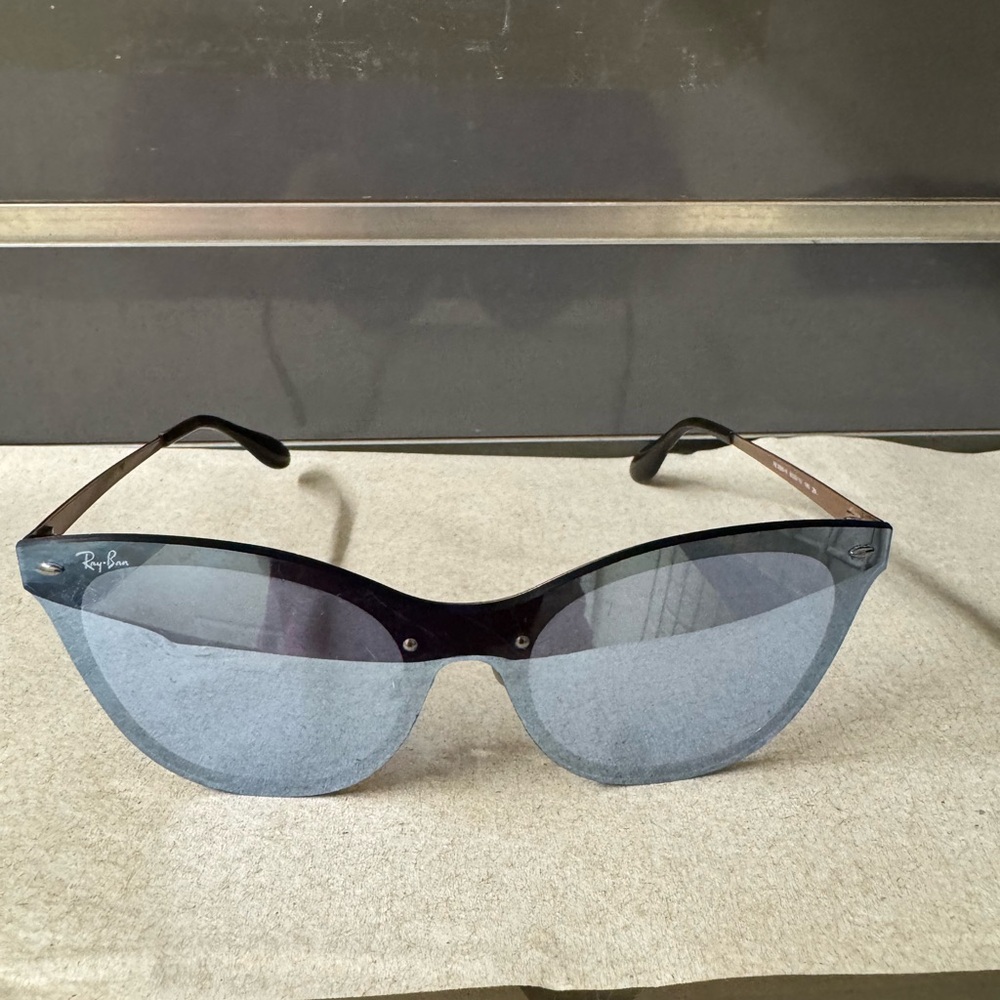 Ray-Ban Black Frame Blue Lens Cat-Eye Sunglasses
